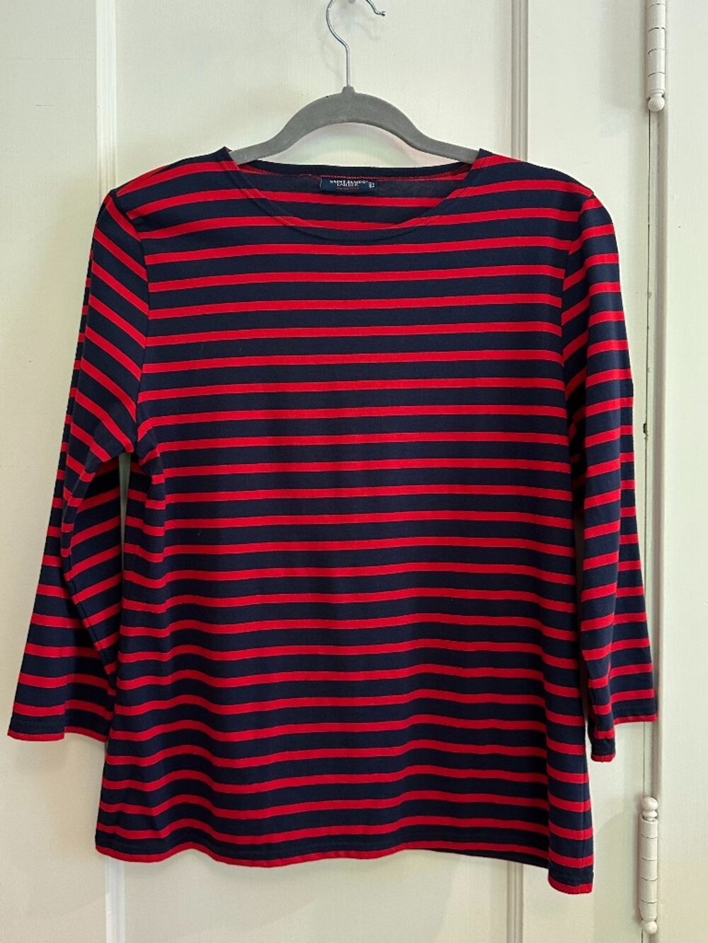 Saint James GALATHEE II Breton Striped Top Navy/Red wm sz 10 (slim) - Picture 2 of 11
